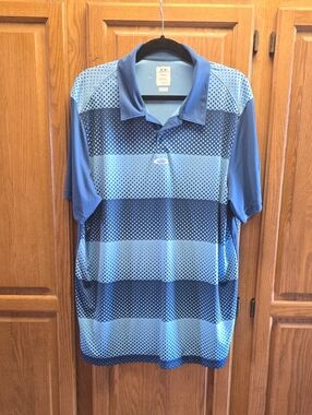 Oakley Dot Stripes Mens Golf Polo - Dot Stripes Blue - Size XL